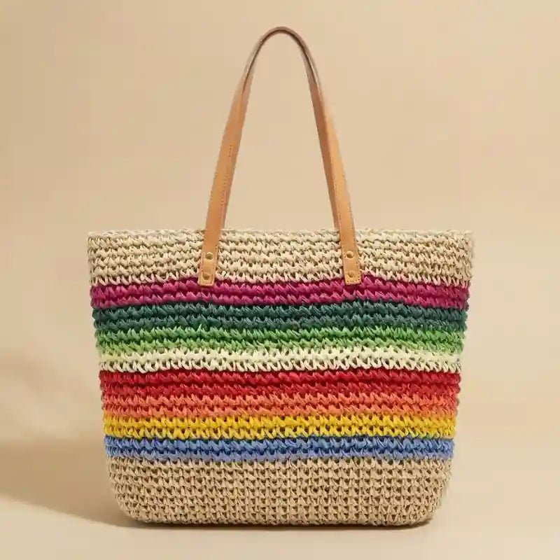 Boho Rainbow Beach Tote Bag
