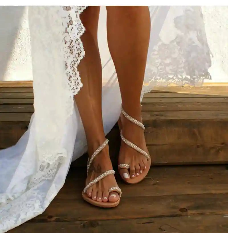 bohemian dress sandals Oyedens Womens Boho Beach Slides Sandals Summer Bohemian Braided Platform Wedge Slingback Dress Sandals, Women's, Size: 6, White