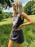 Boho Rock Black Tank Top Mini Dress