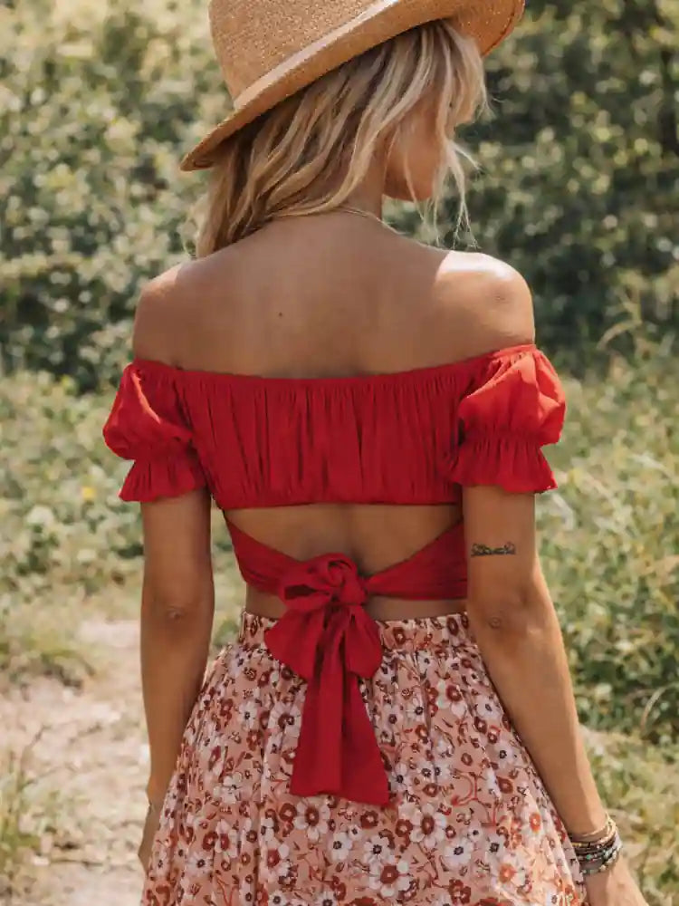 red crop top dress Red Embellished Indo Western Crop Top Palazzo Set