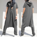 Boho Romper Vintage Short Sleeve with Hood