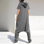 Boho Romper Vintage Short Sleeve with Hood