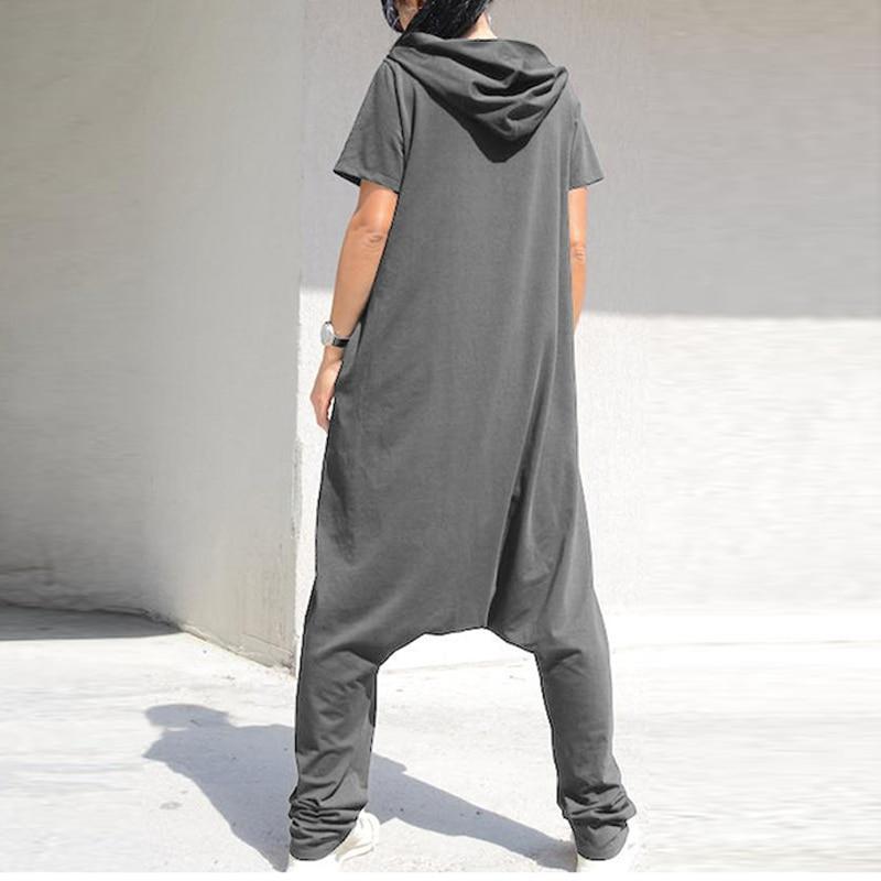 Boho Romper Vintage Short Sleeve with Hood