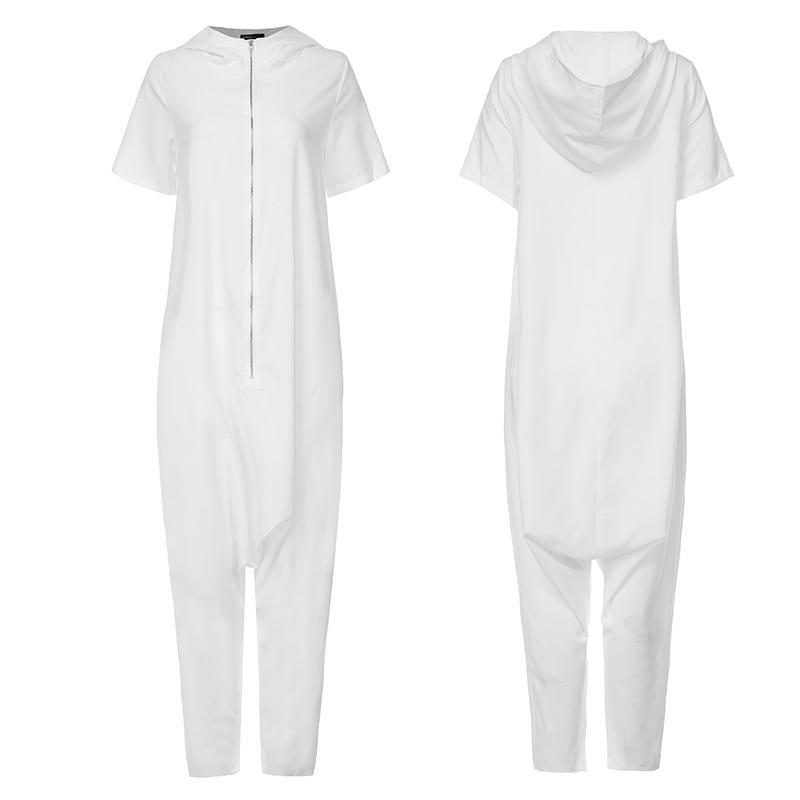 Boho Romper Vintage Short Sleeve with Hood