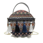 Boho Round Pompoms Shoulder Bag