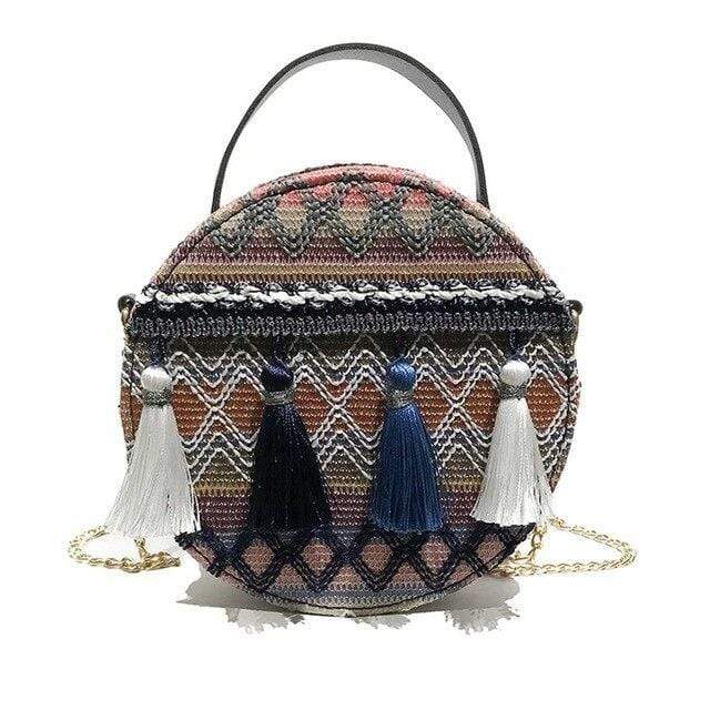 Boho Round Pompoms Shoulder Bag