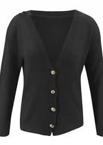Boho Short Cardigan Buttoned Solid Color