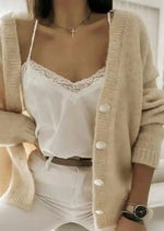 Boho Short Cardigan Buttoned Solid Color