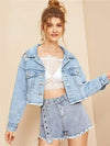 Boho Short Light Wash Denim Jacket