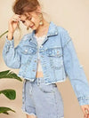 Boho Short Light Wash Denim Jacket
