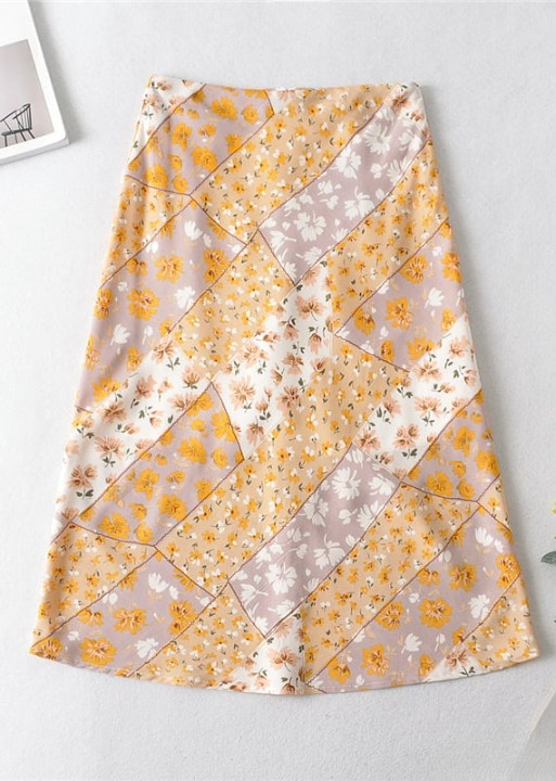 Boho Skirt Mid-length with floral pattern