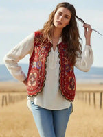Boho Sleeveless Red Vest