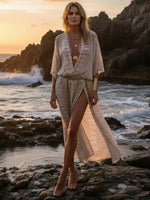 Boho Snake Print Beach Kimono Dress