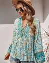 Boho Spring Blue-Green Blouse