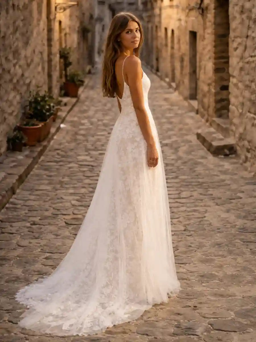 Boho Strap Wedding Dress
