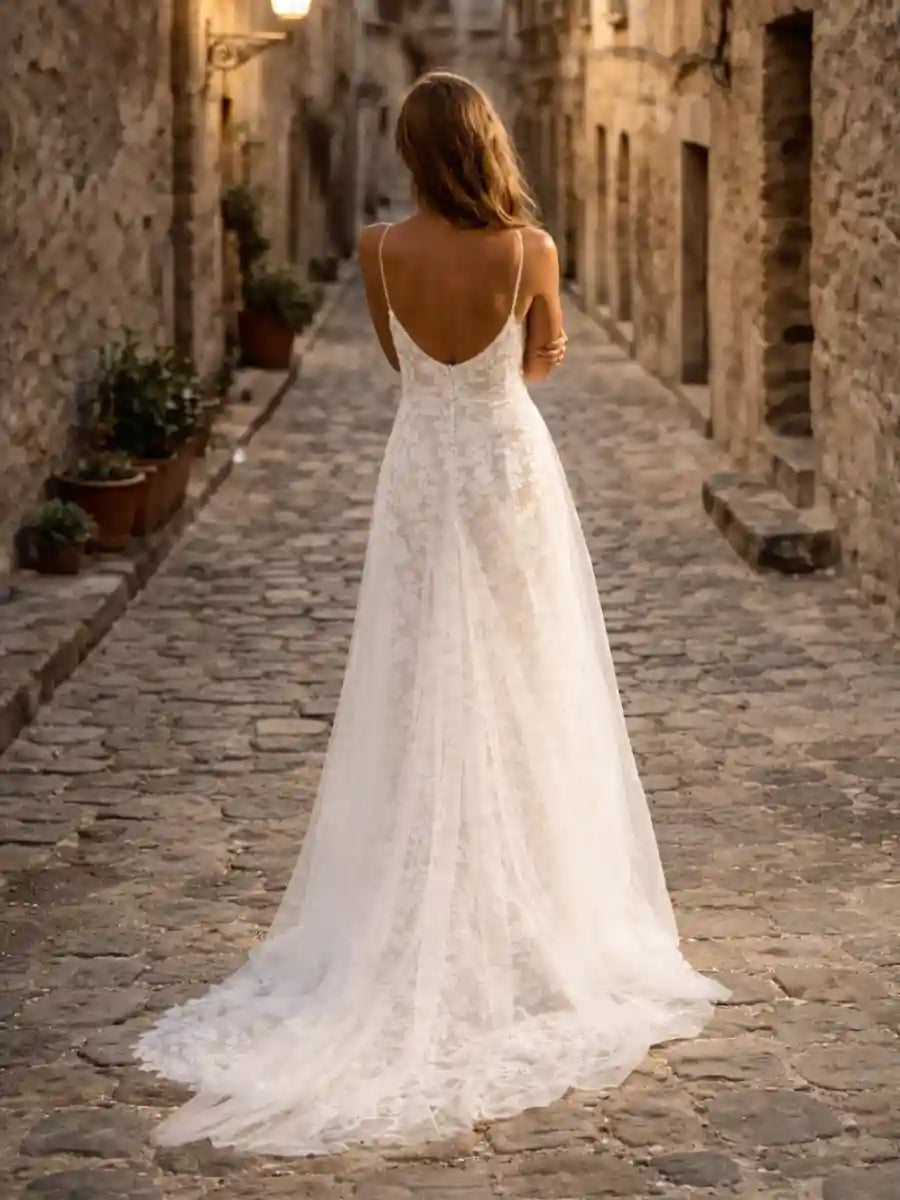 Boho Strap Wedding Dress