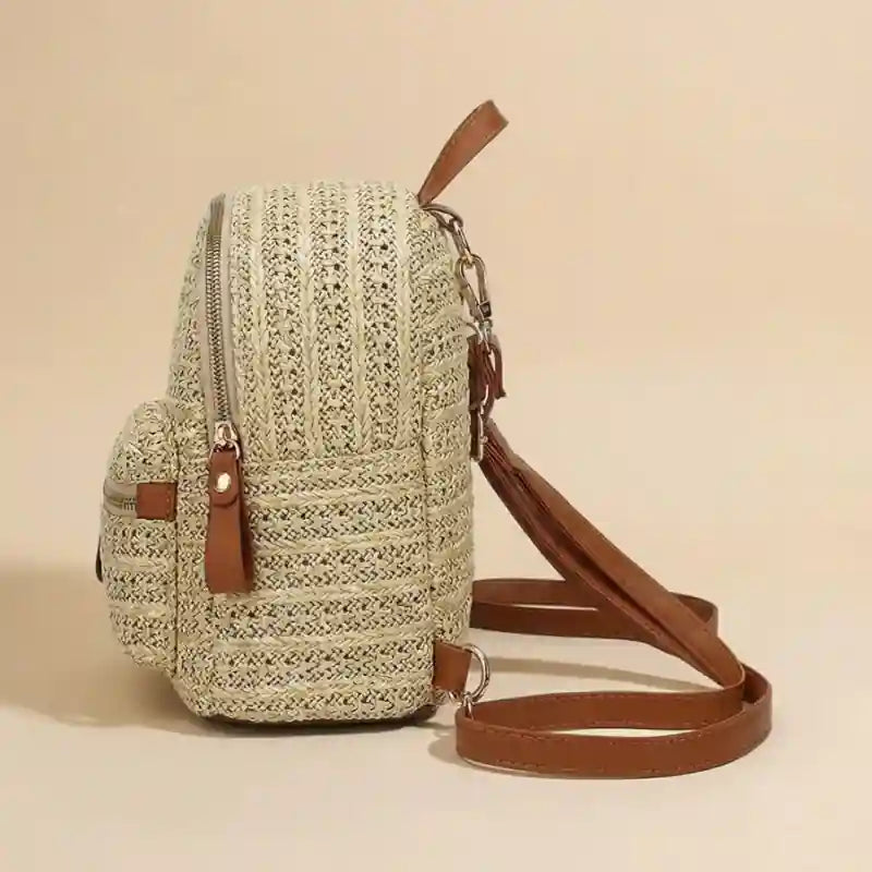 Boho Straw Backpack