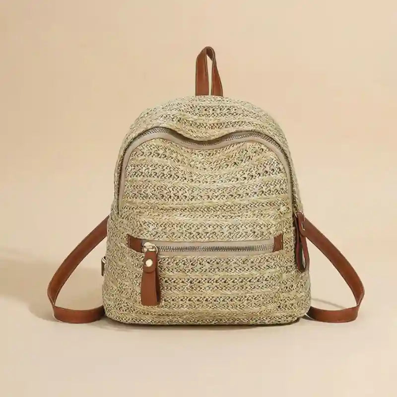 Boho Straw Backpack