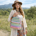 Boho Straw Backpack for Women