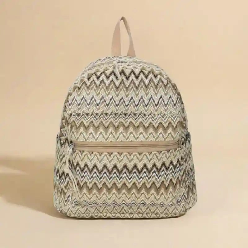 Boho Straw Backpack for Women