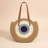 Boho Straw Round Beach Tote Bag