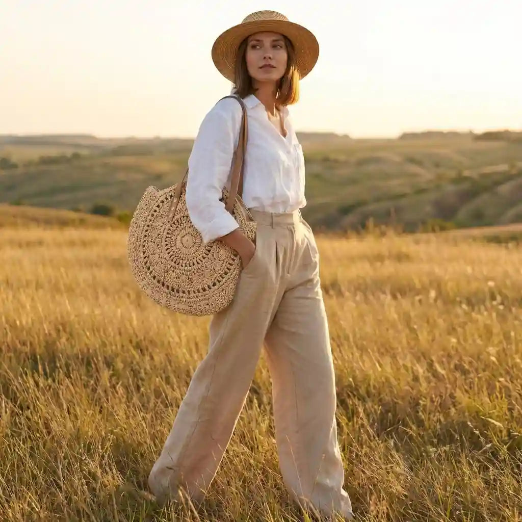Boho Straw Tote Bag