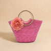 Boho Straw Tote Bag Big Flower