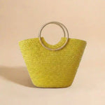 Boho Straw Tote Bag Big Flower