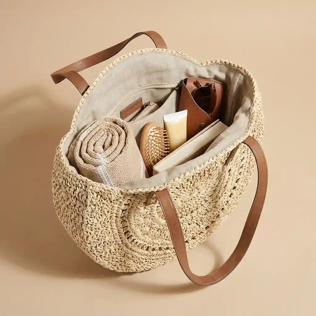 Boho Straw Tote Bag