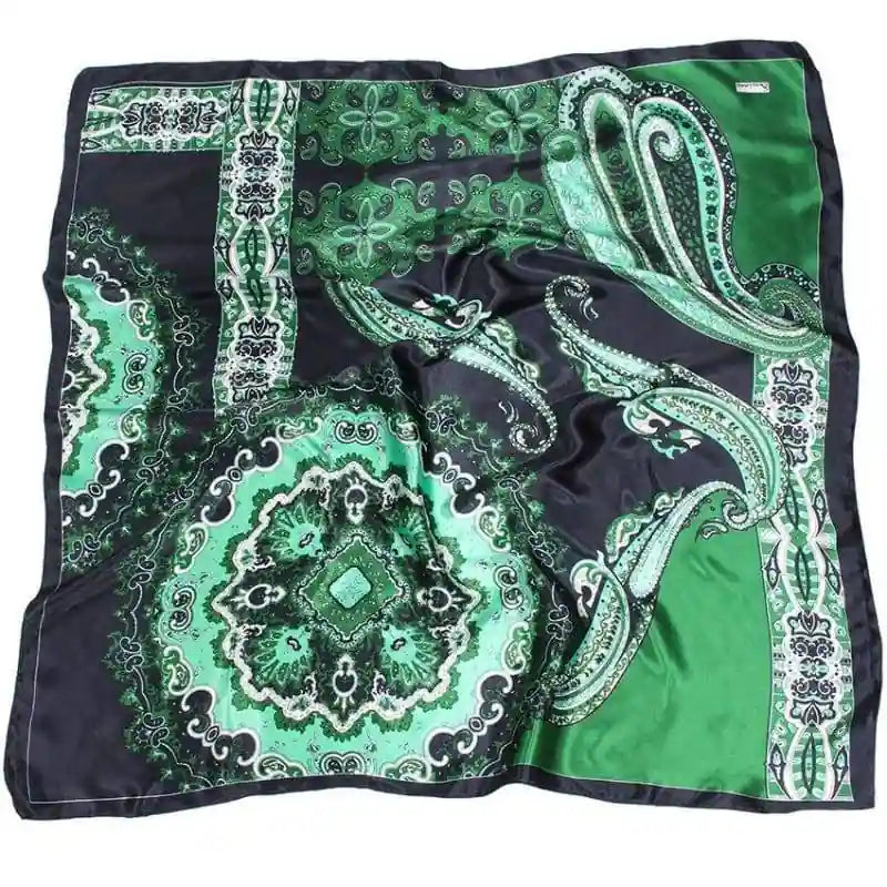 Boho Summer Green Scarf Black Pattern