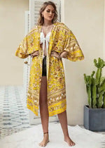 Boho Summer Kimono Yellow Floral