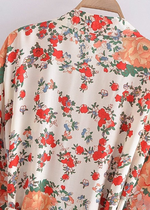 Boho  Summer White Kimono decorated with flowers