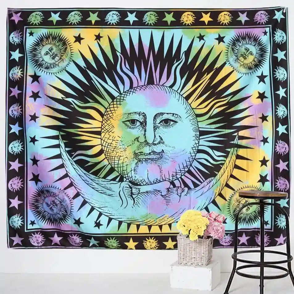 Boho Sun Moon Tapestry