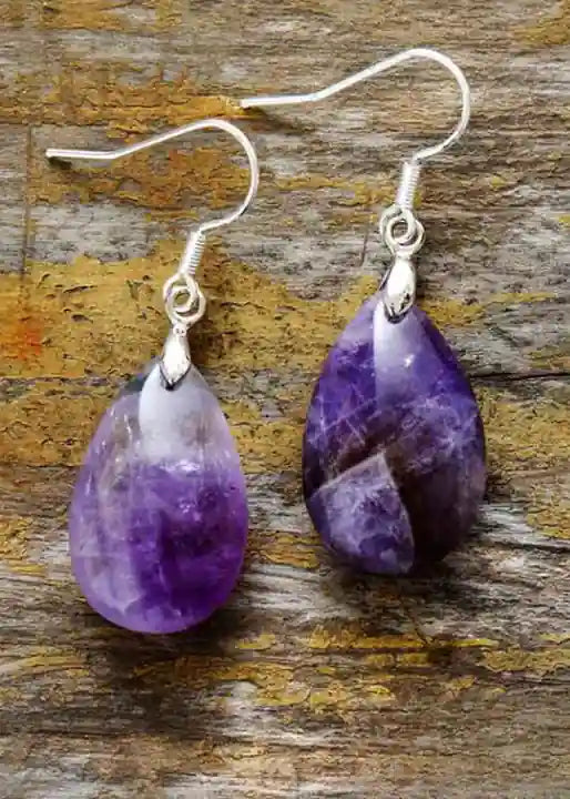 Boho Teardrop Earrings - Purple Amethyst