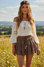 Boho Tiered Ruffle Mini Skirt