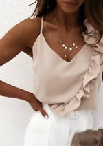 Boho Top Solid color with ruffled straps and V-neck