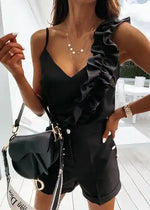 Boho Top Solid color with ruffled straps and V-neck