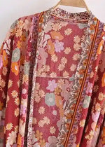 Boho Trendy Red Kimono floral Pattern