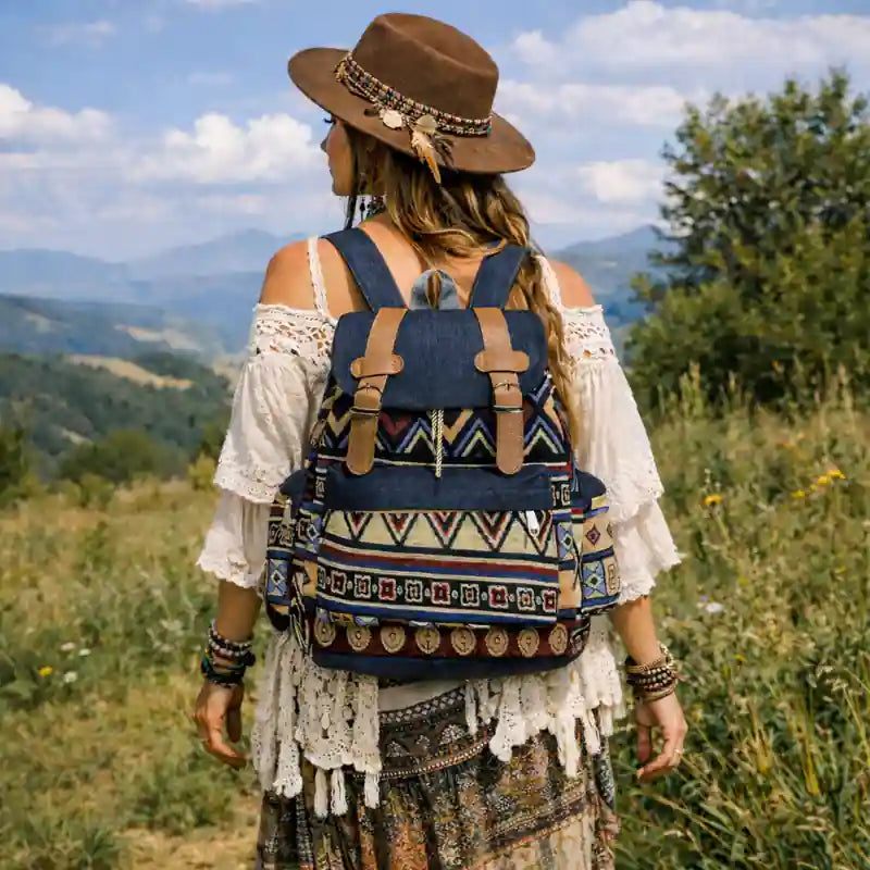 Boho Tribal Canvas Backpack