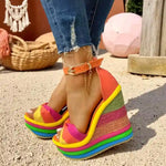 Boho Wedge Sandals Rainbow
