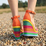 Boho Wedge Sandals Rainbow