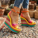 Boho Wedge Sandals Rainbow