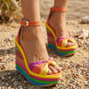 Boho Wedge Sandals Rainbow
