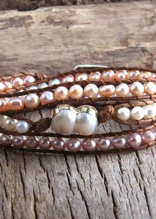 Boho Wrap Bracelet - Natural Perl