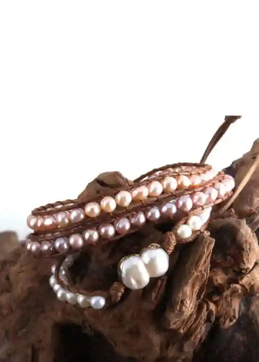 Boho Wrap Bracelet - Natural Perl