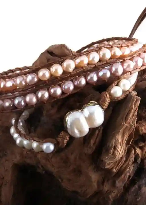 Boho Wrap Bracelet - Natural Perl