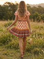 Boho Wrap Warm Colors Mini Dress