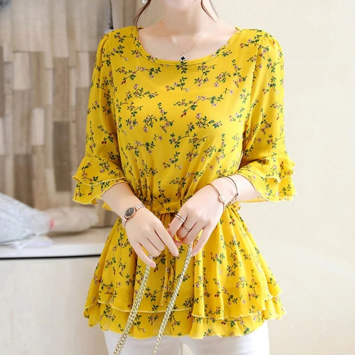 Boho Yellow Flowered Blouse
