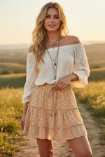 Boho Yellow Mini Skirt with frils