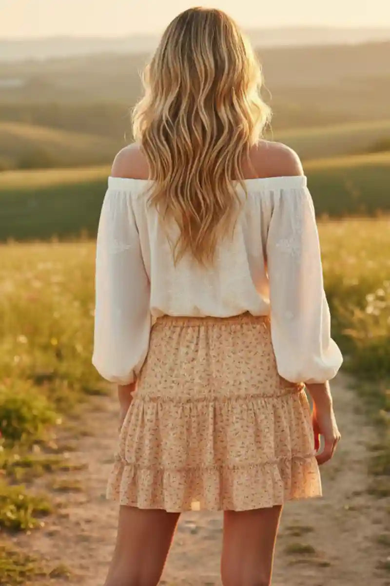 Boho Yellow Mini Skirt with frils